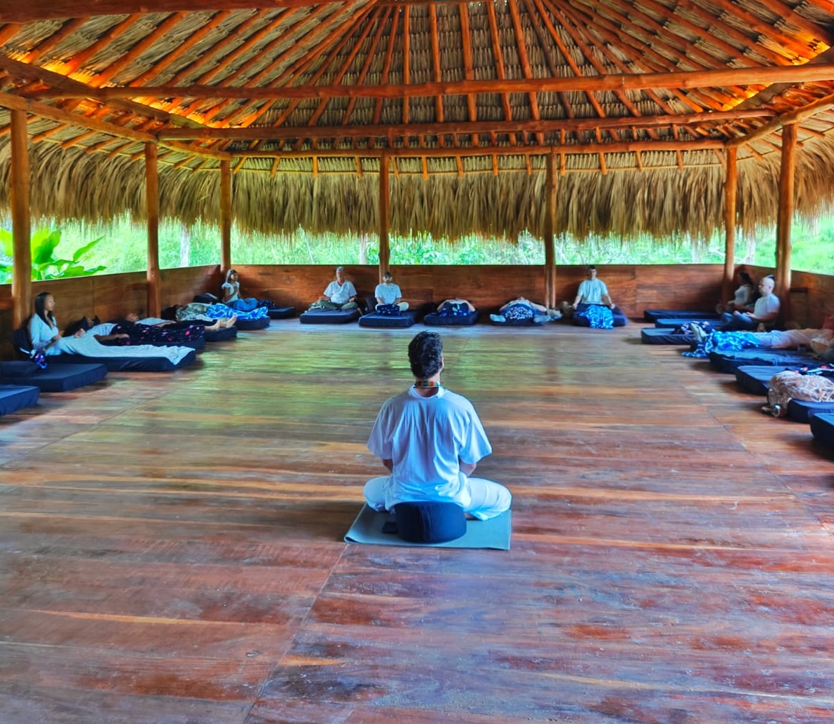 man performing meditation